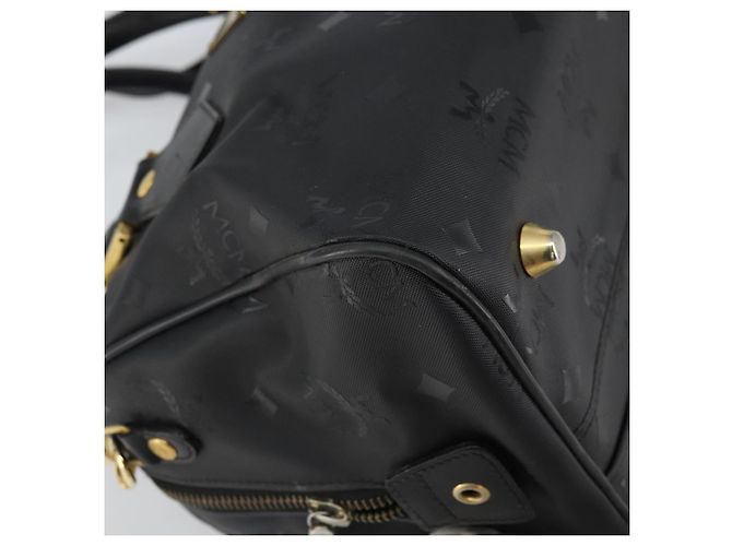 MCM Vicetos Logogram Handtasche PVC 2-Wege Schwarz Gold Auth 160735 Golden - Ansicht 15