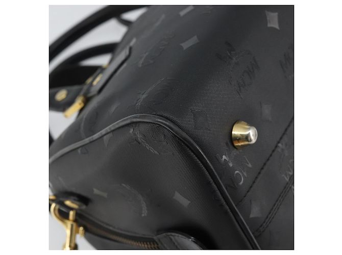 MCM Vicetos Logogram Handtasche PVC 2-Wege Schwarz Gold Auth 160735 Golden - Ansicht 17