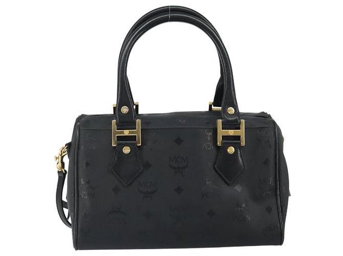 MCM Vicetos Logogram Handtasche PVC 2-Wege Schwarz Gold Auth 160735 Golden - Ansicht 2