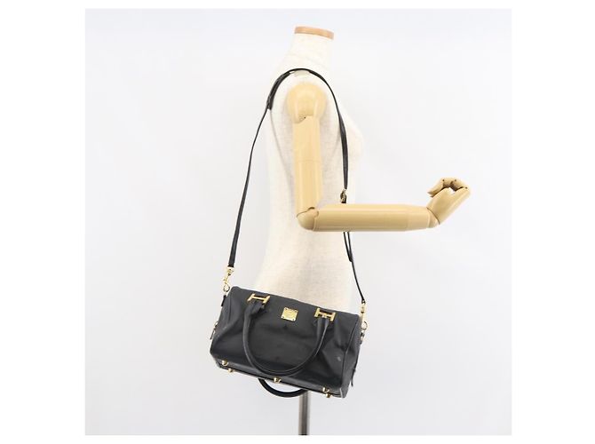 MCM Vicetos Logogram Handtasche PVC 2-Wege Schwarz Gold Auth 160735 Golden - Ansicht 24