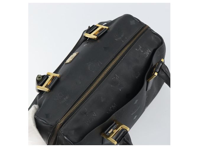 MCM Vicetos Logogram Handtasche PVC 2-Wege Schwarz Gold Auth 160735 Golden - Ansicht 6
