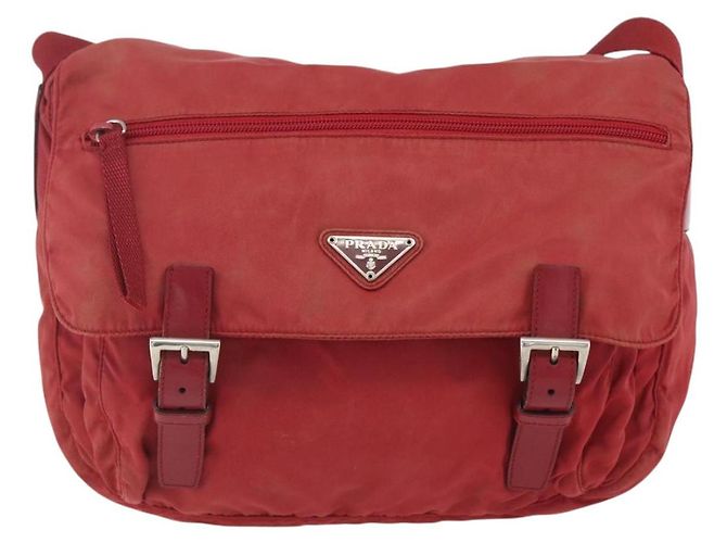 PRADA Schultertasche Nylon Rot Silber Authentisch 160963 - Ansicht 13