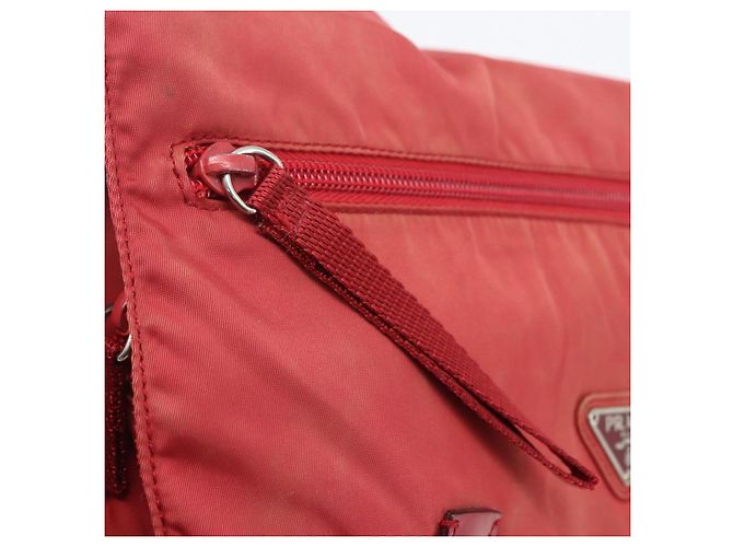 PRADA Schultertasche Nylon Rot Silber Authentisch 160963 - Ansicht 19