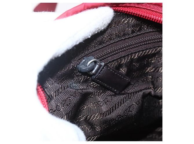 PRADA Schultertasche Nylon Rot Silber Authentisch 160963 - Ansicht 22