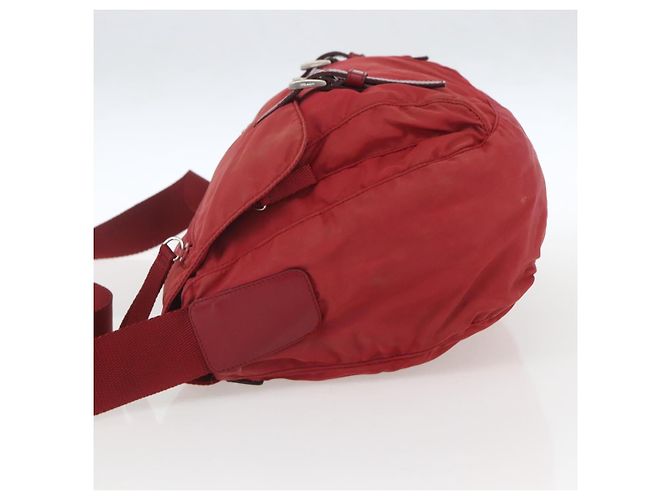 PRADA Schultertasche Nylon Rot Silber Authentisch 160963 - Ansicht 3
