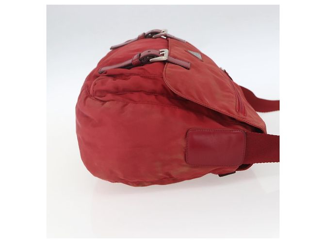 PRADA Schultertasche Nylon Rot Silber Authentisch 160963 - Ansicht 4