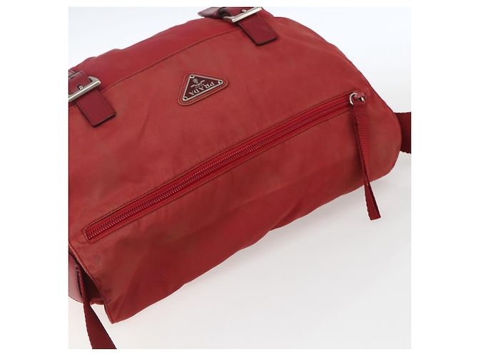PRADA Schultertasche Nylon Rot Silber Authentisch 160963 - Ansicht 6