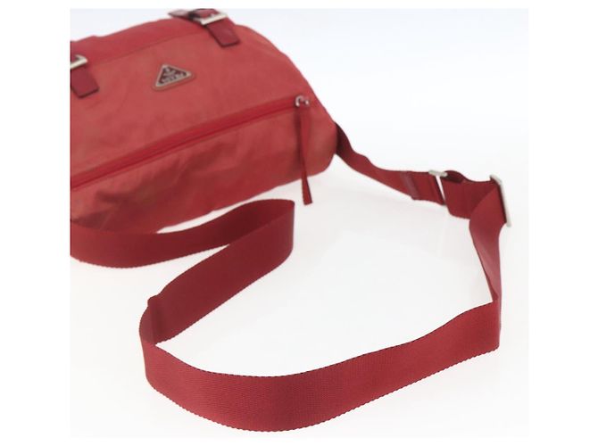 PRADA Schultertasche Nylon Rot Silber Authentisch 160963 - Ansicht 7