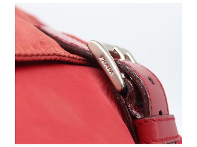 PRADA Schultertasche Nylon Rot Silber Authentisch 160963 - Ansicht 9