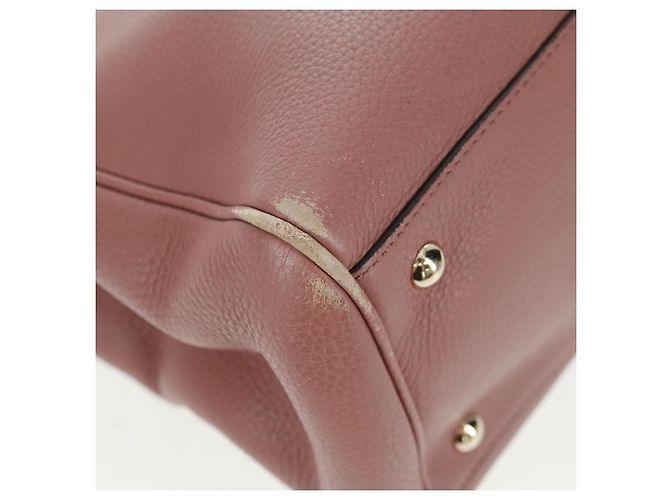 Borsa a mano in pelle GUCCI Bamboo 2 in 1 Rosa Oro 323660 Auth 159357 D'oro - vista 10