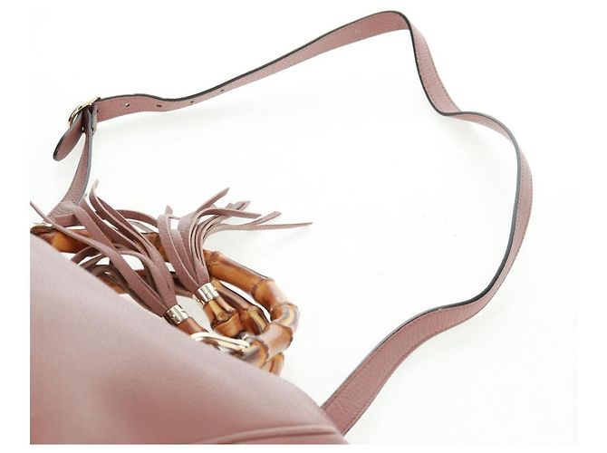 Borsa a mano in pelle GUCCI Bamboo 2 in 1 Rosa Oro 323660 Auth 159357 D'oro - vista 15