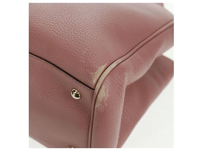 Borsa a mano in pelle GUCCI Bamboo 2 in 1 Rosa Oro 323660 Auth 159357 D'oro - vista 16