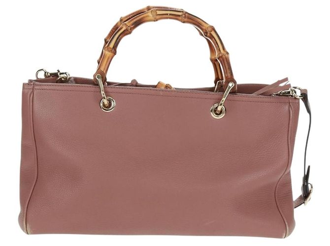 Borsa a mano in pelle GUCCI Bamboo 2 in 1 Rosa Oro 323660 Auth 159357 D'oro - vista 2