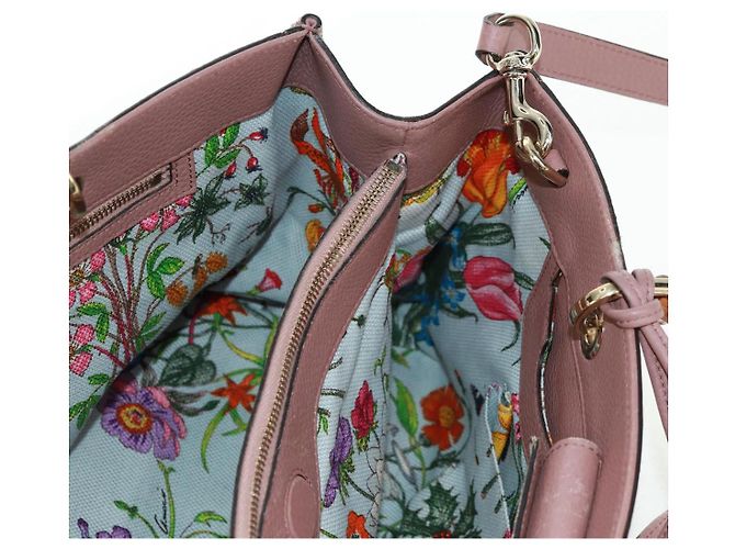 Borsa a mano in pelle GUCCI Bamboo 2 in 1 Rosa Oro 323660 Auth 159357 D'oro - vista 23