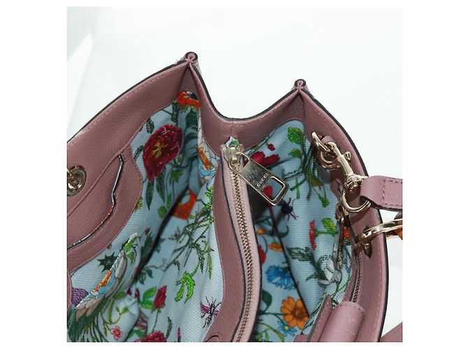 Borsa a mano in pelle GUCCI Bamboo 2 in 1 Rosa Oro 323660 Auth 159357 D'oro - vista 24