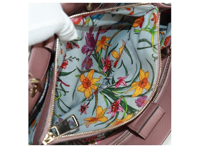 Borsa a mano in pelle GUCCI Bamboo 2 in 1 Rosa Oro 323660 Auth 159357 D'oro - vista 26