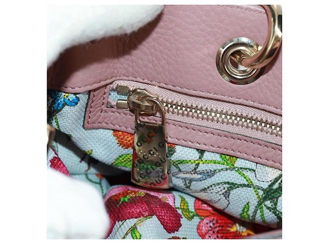 Borsa a mano in pelle GUCCI Bamboo 2 in 1 Rosa Oro 323660 Auth 159357 D'oro - vista 27