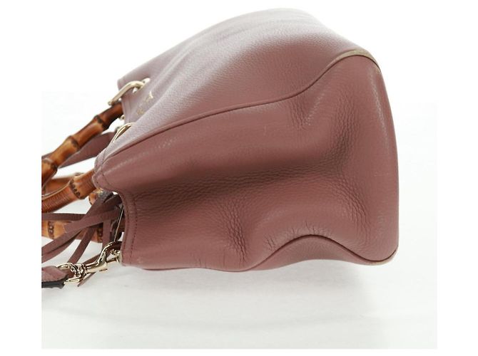 Borsa a mano in pelle GUCCI Bamboo 2 in 1 Rosa Oro 323660 Auth 159357 D'oro - vista 3