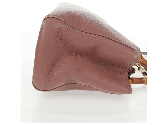 Borsa a mano in pelle GUCCI Bamboo 2 in 1 Rosa Oro 323660 Auth 159357 D'oro - vista 4