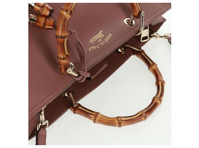 Borsa a mano in pelle GUCCI Bamboo 2 in 1 Rosa Oro 323660 Auth 159357 D'oro - vista 6