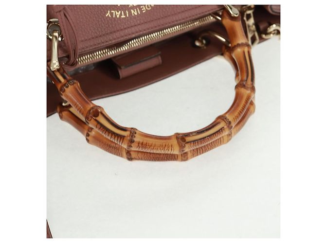 Borsa a mano in pelle GUCCI Bamboo 2 in 1 Rosa Oro 323660 Auth 159357 D'oro - vista 7
