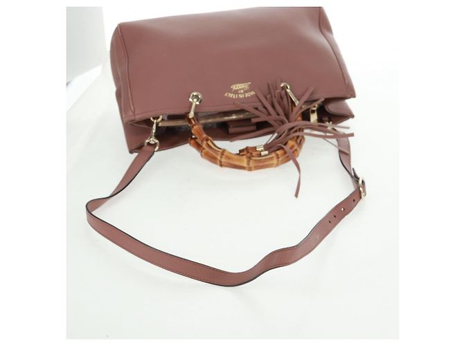 Borsa a mano in pelle GUCCI Bamboo 2 in 1 Rosa Oro 323660 Auth 159357 D'oro - vista 8
