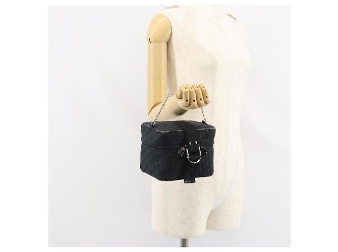 Pochette Vanity in Tela Trotter Christian Dior Nero Argento Auth hk3266 - vista 22