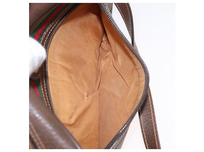 Borsa a Spalla Gucci GG Supreme Web Sherry Line PVC Beige 56 02 087 Auth 161551 - vista 11
