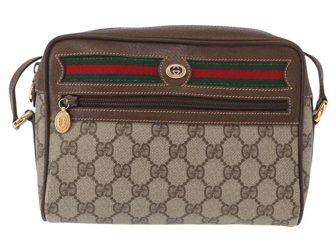 Borsa a Spalla Gucci GG Supreme Web Sherry Line PVC Beige 56 02 087 Auth 161551 - vista 13