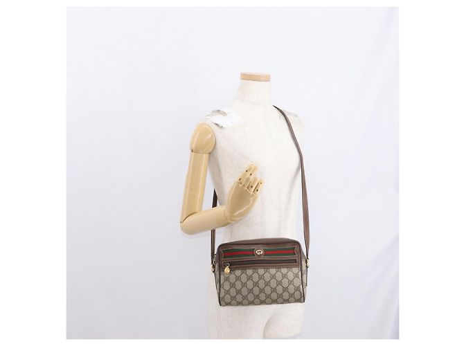 Borsa a Spalla Gucci GG Supreme Web Sherry Line PVC Beige 56 02 087 Auth 161551 - vista 23