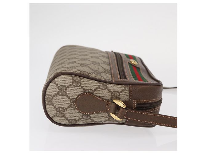 Borsa a Spalla Gucci GG Supreme Web Sherry Line PVC Beige 56 02 087 Auth 161551 - vista 3