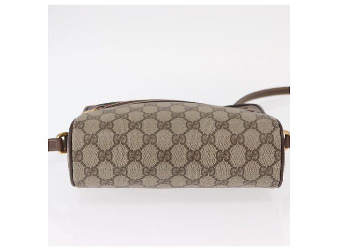 Borsa a Spalla Gucci GG Supreme Web Sherry Line PVC Beige 56 02 087 Auth 161551 - vista 5
