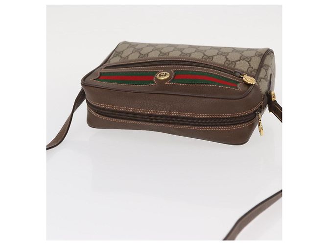 Borsa a Spalla Gucci GG Supreme Web Sherry Line PVC Beige 56 02 087 Auth 161551 - vista 6