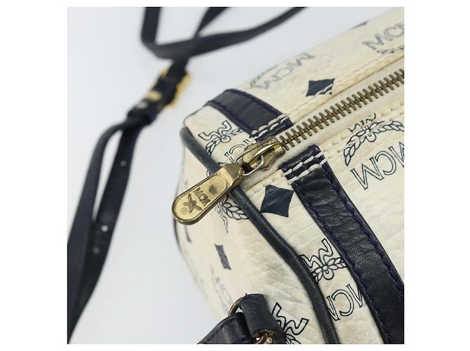 Borsa a Spalla MCM Vicetos Logogram in Pelle PVC Bianco e Oro Auth 161404 D'oro - vista 10