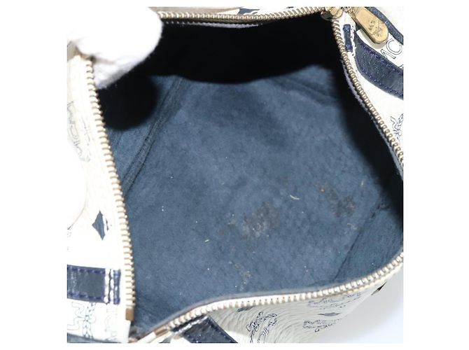 Borsa a Spalla MCM Vicetos Logogram in Pelle PVC Bianco e Oro Auth 161404 D'oro - vista 11
