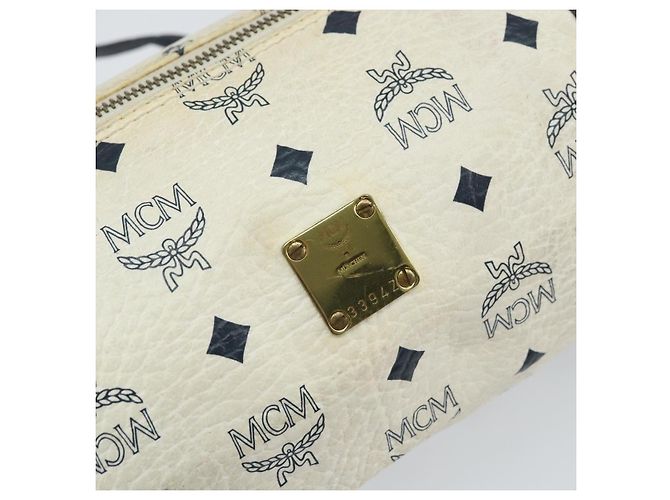 Borsa a Spalla MCM Vicetos Logogram in Pelle PVC Bianco e Oro Auth 161404 D'oro - vista 12