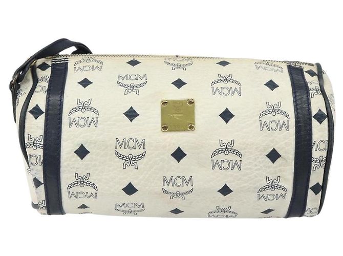 Borsa a Spalla MCM Vicetos Logogram in Pelle PVC Bianco e Oro Auth 161404 D'oro - vista 13