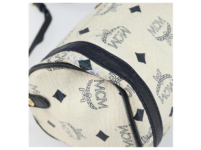 Borsa a Spalla MCM Vicetos Logogram in Pelle PVC Bianco e Oro Auth 161404 D'oro - vista 14