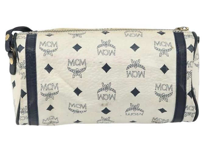 Borsa a Spalla MCM Vicetos Logogram in Pelle PVC Bianco e Oro Auth 161404 D'oro - vista 2