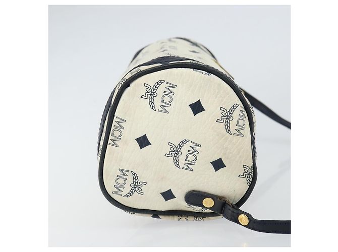 Borsa a Spalla MCM Vicetos Logogram in Pelle PVC Bianco e Oro Auth 161404 D'oro - vista 3