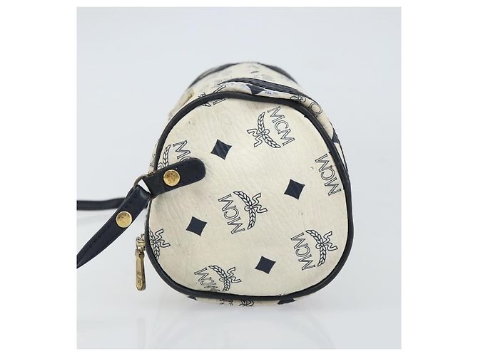 Borsa a Spalla MCM Vicetos Logogram in Pelle PVC Bianco e Oro Auth 161404 D'oro - vista 4