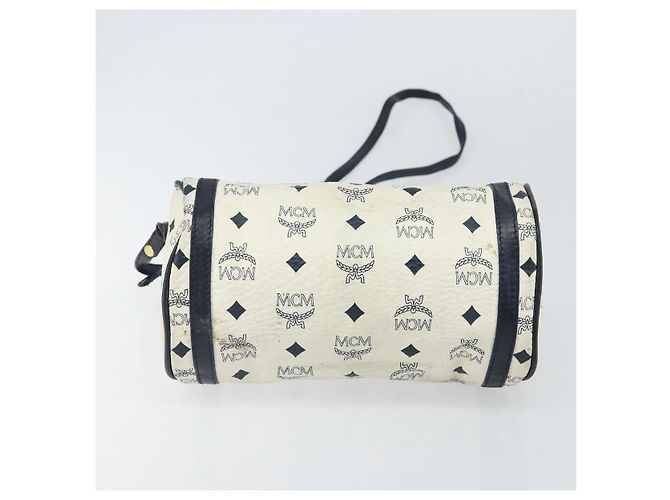 Borsa a Spalla MCM Vicetos Logogram in Pelle PVC Bianco e Oro Auth 161404 D'oro - vista 5