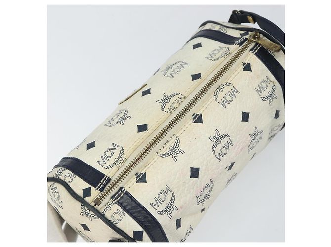 Borsa a Spalla MCM Vicetos Logogram in Pelle PVC Bianco e Oro Auth 161404 D'oro - vista 6