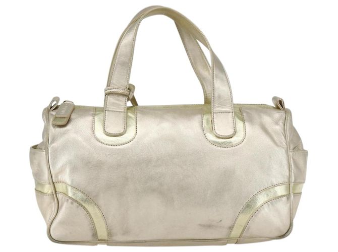 LOEWE Mini Boston Bag Pelle Oro Auth 160969 D'oro - vista 13