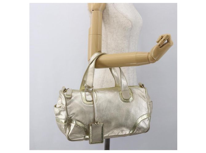 LOEWE Mini Boston Bag Pelle Oro Auth 160969 D'oro - vista 22