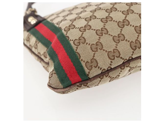 Borsa a Spalla Gucci GG Canvas Web Sherry Line Beige Oro 144388 Auth hk3291 D'oro - vista 14