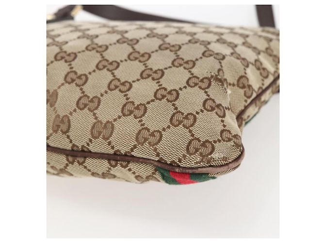 Borsa a Spalla Gucci GG Canvas Web Sherry Line Beige Oro 144388 Auth hk3291 D'oro - vista 15