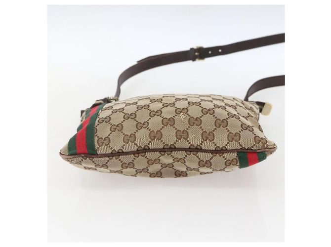 Borsa a Spalla Gucci GG Canvas Web Sherry Line Beige Oro 144388 Auth hk3291 D'oro - vista 5