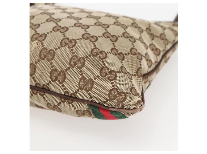 Borsa a Spalla Gucci GG Canvas Web Sherry Line Beige Oro 144388 Auth hk3291 D'oro - vista 9
