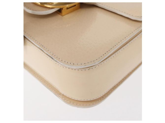 Céline Borsa a Spalla CELINE Circle Smalto Avorio Oro Auth 161499 D'oro Crudo - vista 16